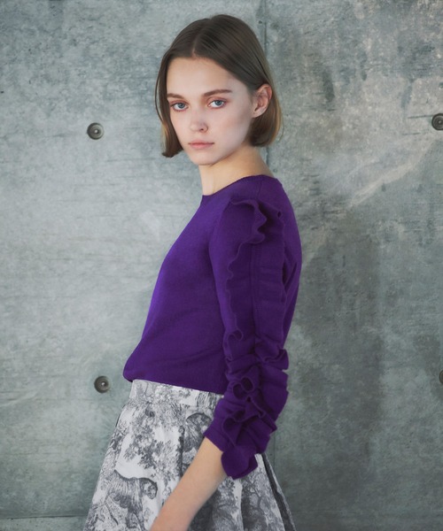 「ELFRANK」 長袖ニット FREE パープル レディース_画像6