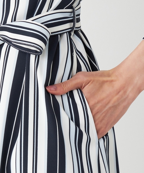 「A/C DESIGN BY ALPHA CUBIC」 7分袖ワンピース 9号 ネイビー レディース_画像7