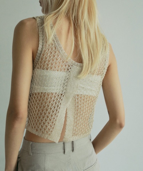 「anuke」 ノースリーブニット FREE ゴールド レディース_画像7