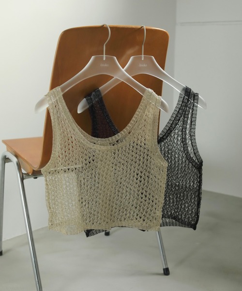 「anuke」 ノースリーブニット FREE ゴールド レディース_画像8