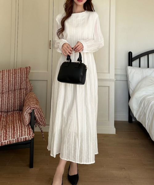 Ada. ワンピース 切替 ストライプ フレア シルエット ワンピース