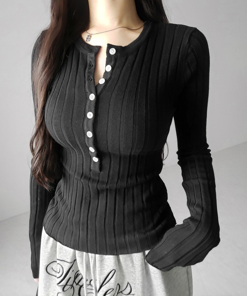 トップス me me+em select（ミームセレクト） 「 2color 」スリムフィットヘンリー