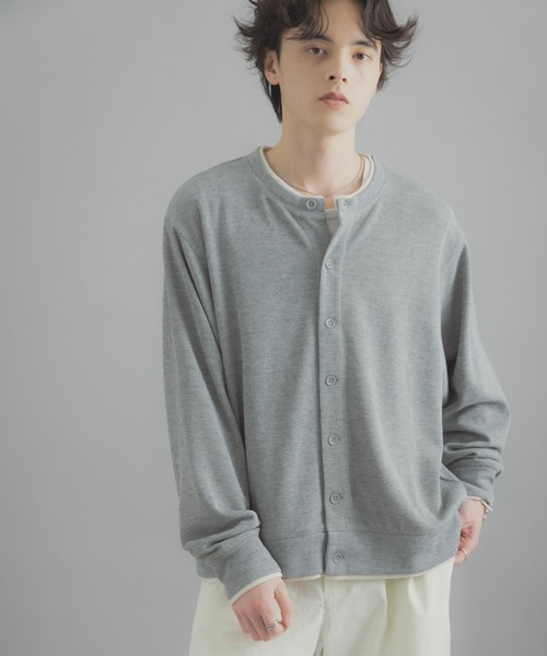 REST&amp;RECREATION クルーネック長袖ニットカーディガン Rest&Recreation] クロップ ニットカーディガン / 韓国ブランド (Rest