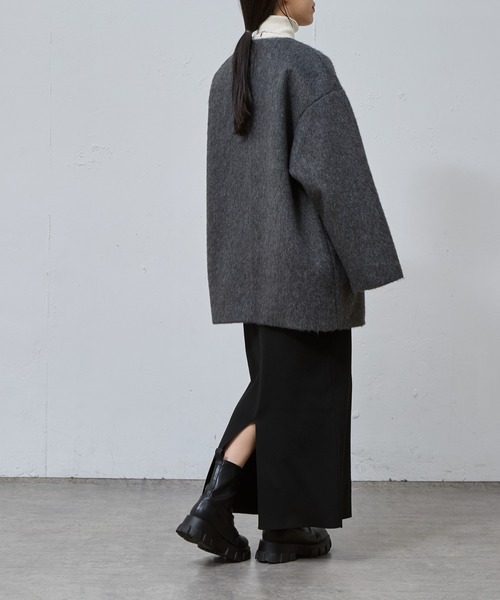 「COLONY 2139」 ノーカラーコート FREE チャコールグレー レディース_画像3