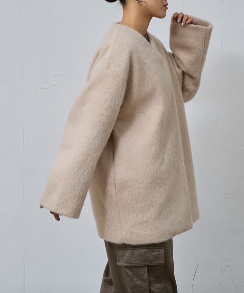 「COLONY 2139」 ノーカラーコート FREE チャコールグレー レディース_画像5