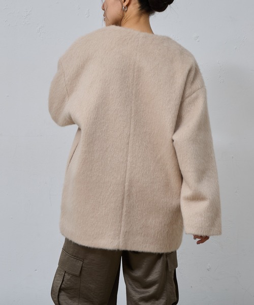 「COLONY 2139」 ノーカラーコート FREE チャコールグレー レディース_画像6