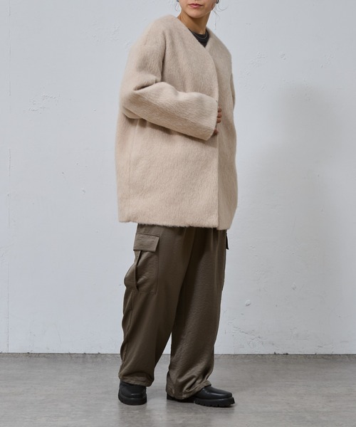 「COLONY 2139」 ノーカラーコート FREE チャコールグレー レディース_画像8