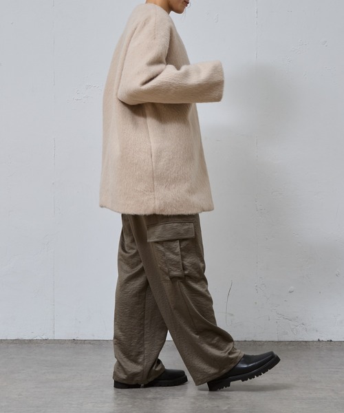 「COLONY 2139」 ノーカラーコート FREE チャコールグレー レディース_画像9