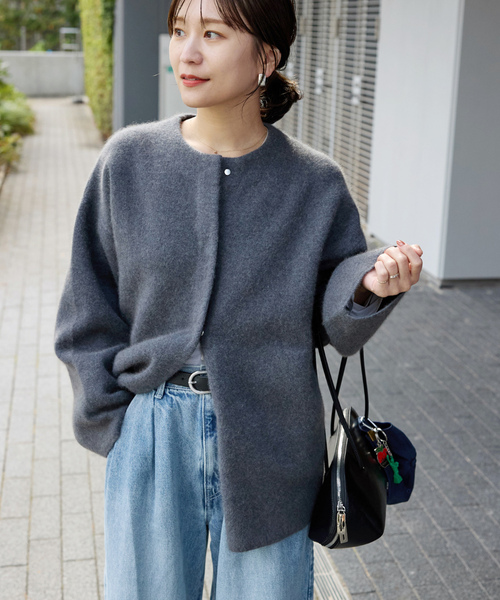 「JOURNAL STANDARD」 ノーカラージャケット - ベージュ レディースの画像