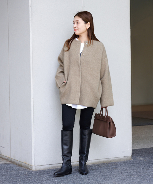 「JOURNAL STANDARD」 ノーカラージャケット - ベージュ レディースの画像