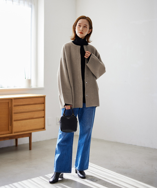 「JOURNAL STANDARD」 ノーカラージャケット - ベージュ レディースの画像