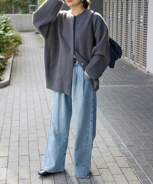 「JOURNAL STANDARD」 ノーカラージャケット - ベージュ レディースの画像