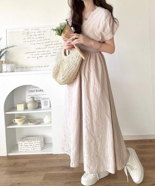 「classicalelf」 半袖ワンピース LARGE ベージュ レディース_画像10