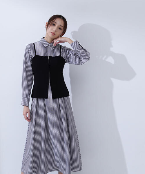 「NATURAL BEAUTY BASIC」 シャツワンピース SMALL ブルー レディースの画像