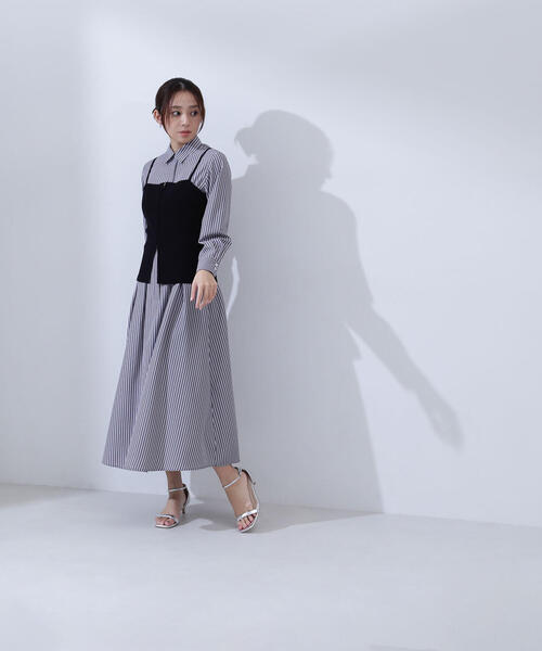 「NATURAL BEAUTY BASIC」 シャツワンピース SMALL ブルー レディースの画像