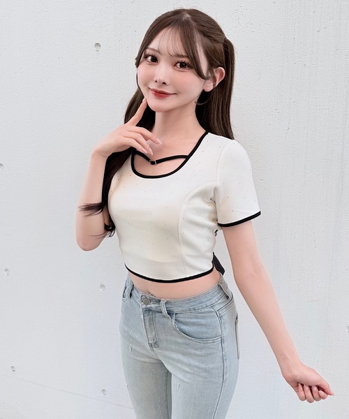 NOMAE（ノーマエ） tシャツ ストーンドットBACKリボントップス