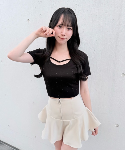 NOMAE（ノーマエ） tシャツ 半袖 ストーンドットBACKリボントップス