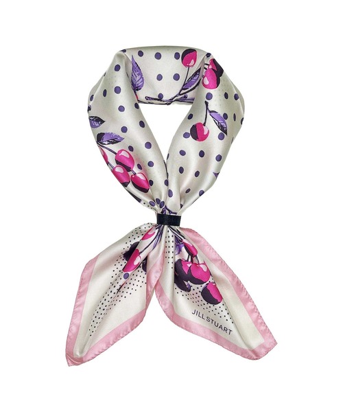 スカーフ バンダナ Cherry Dots シルクスクエアプチスカーフ レディース メンズ