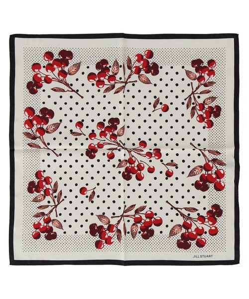 スカーフ バンダナ Cherry Dots シルクスクエアプチスカーフ レディース メンズ
