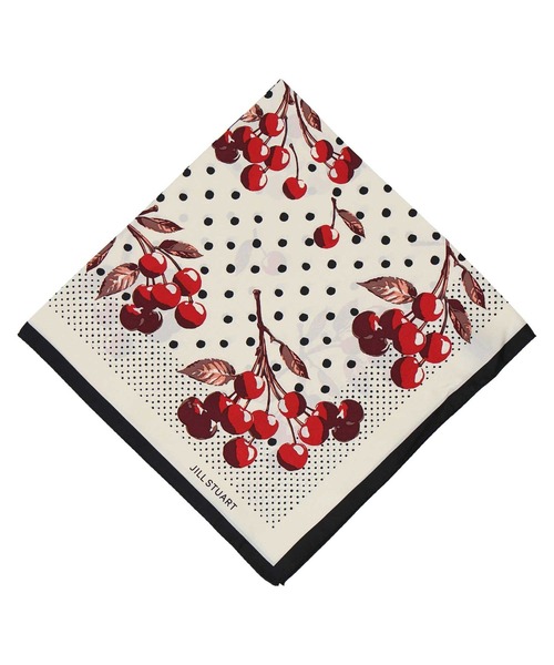 スカーフ バンダナ Cherry Dots シルクスクエアプチスカーフ レディース メンズ