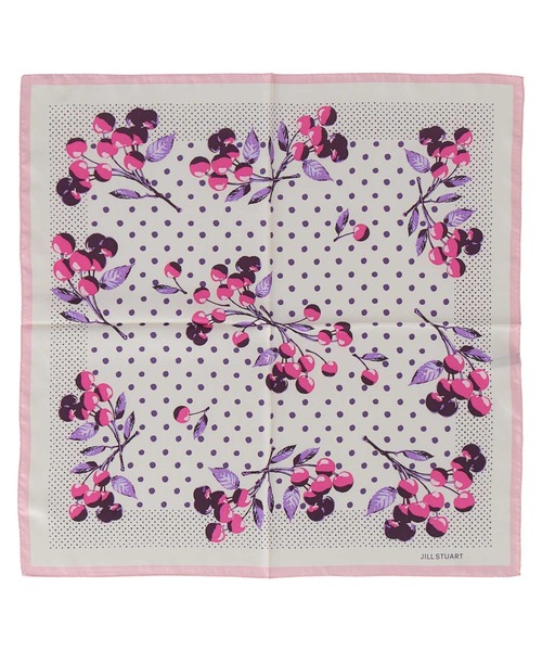スカーフ バンダナ Cherry Dots シルクスクエアプチスカーフ レディース メンズ