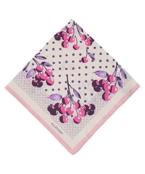スカーフ バンダナ Cherry Dots シルクスクエアプチスカーフ レディース メンズ