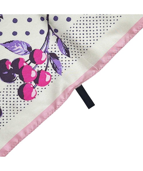 スカーフ バンダナ Cherry Dots シルクスクエアプチスカーフ レディース メンズ
