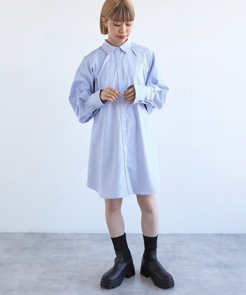 「w closet」 長袖シャツ FREE ブルー レディース_画像2