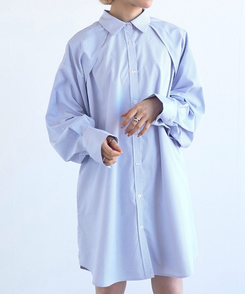 「w closet」 長袖シャツ FREE ブルー レディース_画像3