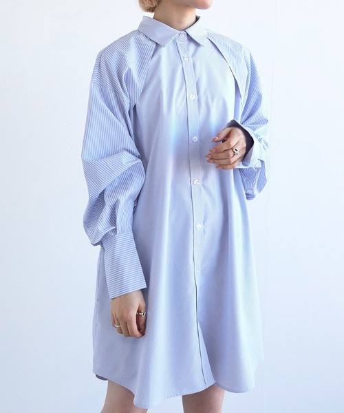 「w closet」 長袖シャツ FREE ブルー レディース_画像5