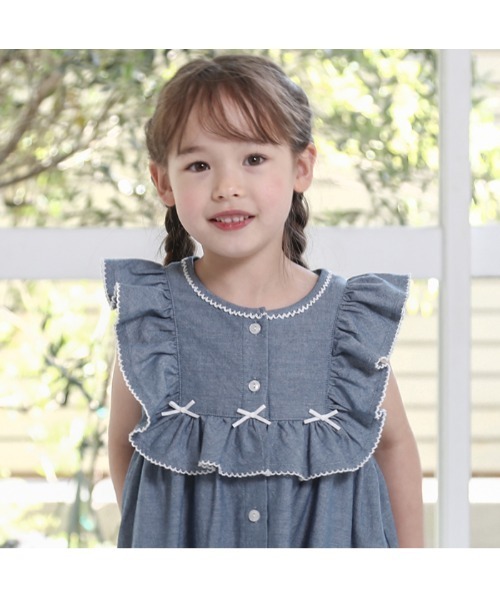 「Biquette Club」 「KIDS」ノースリーブワンピース 100cm ブルー キッズ_画像6