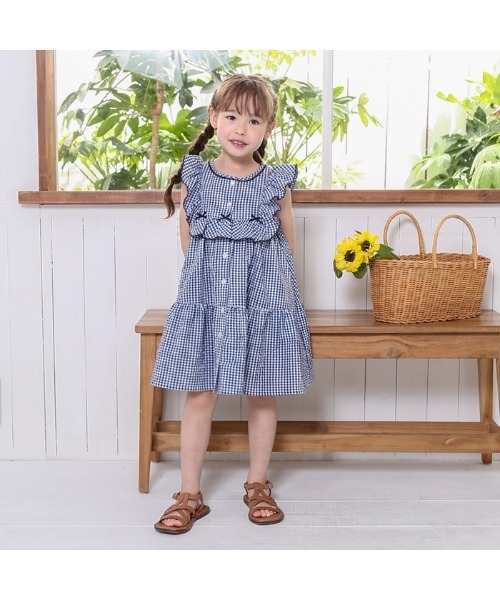 「Biquette Club」 「KIDS」ノースリーブワンピース 100cm ブルー キッズ_画像8