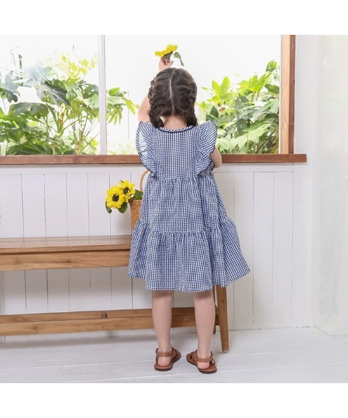 「Biquette Club」 「KIDS」ノースリーブワンピース 100cm ブルー キッズ_画像9