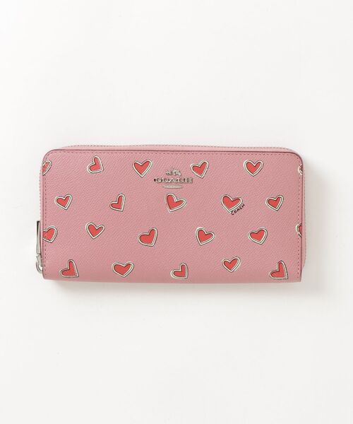 COACH コーチ　ハート柄 長財布 ピンク COACH（コーチ） ハート柄 ラウンドファスナー 長財布 - ピンク