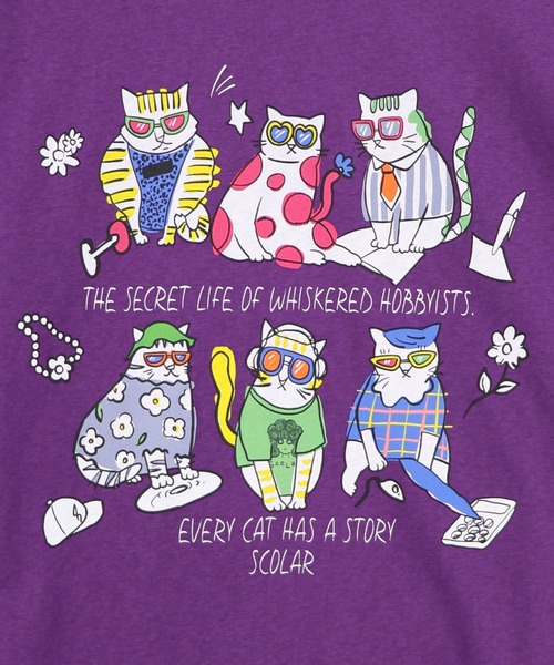 ScoLar（スカラー） tシャツ 半袖 162750：おしゃれネコ柄 接触冷感T
