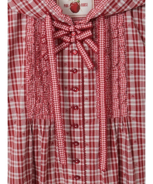ピンクハウス くまちゃん ハート 総柄 フード付きシャツ ブラウス PINK HOUSE（ピンクハウス） ブラウス シャツ 半袖 ハートロゴ