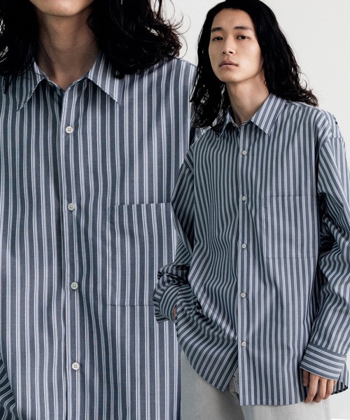 WYM LIDNM シャツ TENCEL STRIPE WIDE SHIRT メンズ : ZOZOTOWN Yahoo