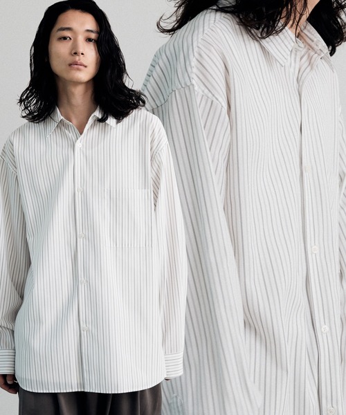 WYM LIDNM シャツ TENCEL STRIPE WIDE SHIRT メンズ : ZOZOTOWN Yahoo