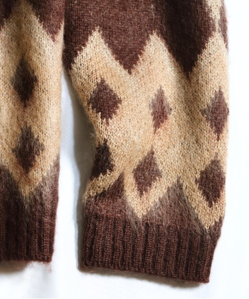 トップス TOWNCRAFT SHAGGY JACQUARD CARDIGAN TOWNCRAFT カーディガン / タウンクラフト SHAGGY JACQUARD