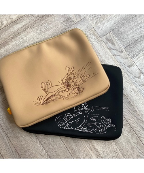 flapper_bags タブレットケース TOM＆JERRY×Flapper刺繍PCケース