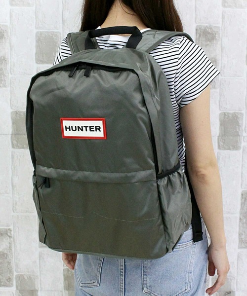HUNTER ロゴプリント バックパック HUNTER デイバック リュック ロゴプレート オリジナルナイロン