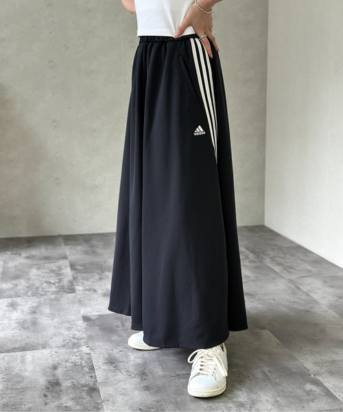 【adidas】クロシェ 3ストライプ マキシスカート ブラック送関込 adidas】クロシェ 3ストライプ マキシスカート ブラック送関込
