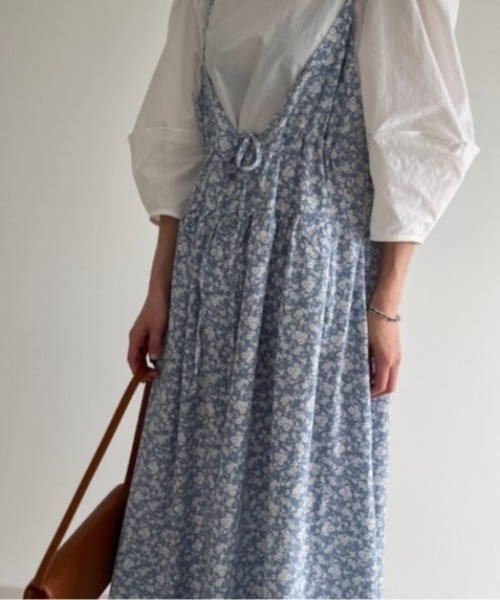 sorule ワンピース フラワーフロントリボンキャミワンピース