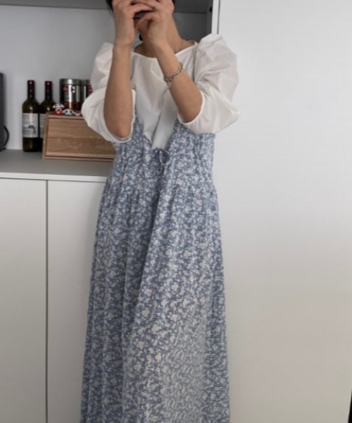 sorule ワンピース フラワーフロントリボンキャミワンピース