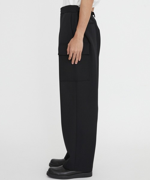 ATON エイトン BACK SATIN FIELD CARGO PANTS 黒 BACK SATIN | フィールドカーゴパンツ - UNISEX / ATON