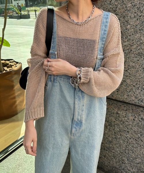 ニット 「真夏にも着られる！」メッシュルーズニット レディース 