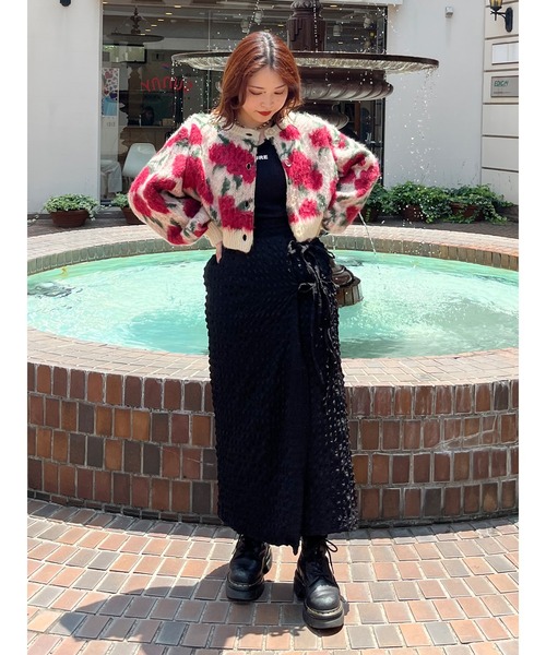 jouetie（ジュエティ） ニット セーター パターン2WAYカーデニット/赤