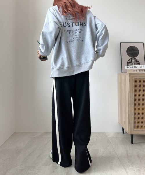 Futier Land パンツ ライン配色ワイドニットパンツ レディース