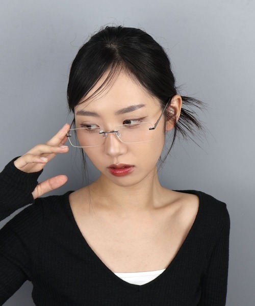 4INT. 伊達メガネ メガネ 眼鏡 リムレス スクエア フレーム