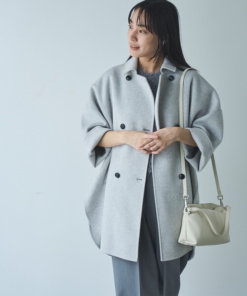 コート ピーコート ウールミックスリバーコート レディース evernavy